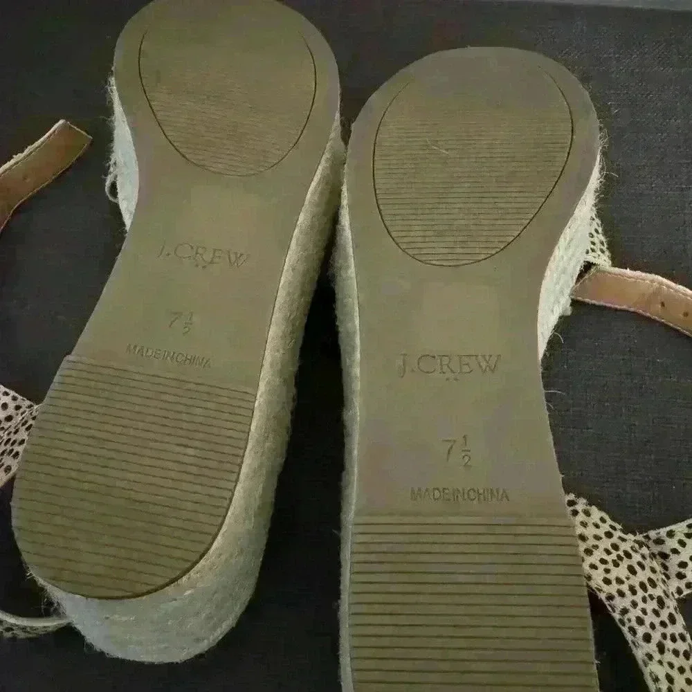 NWT J.Crew Leopard Calfhair Platform Espadrilles